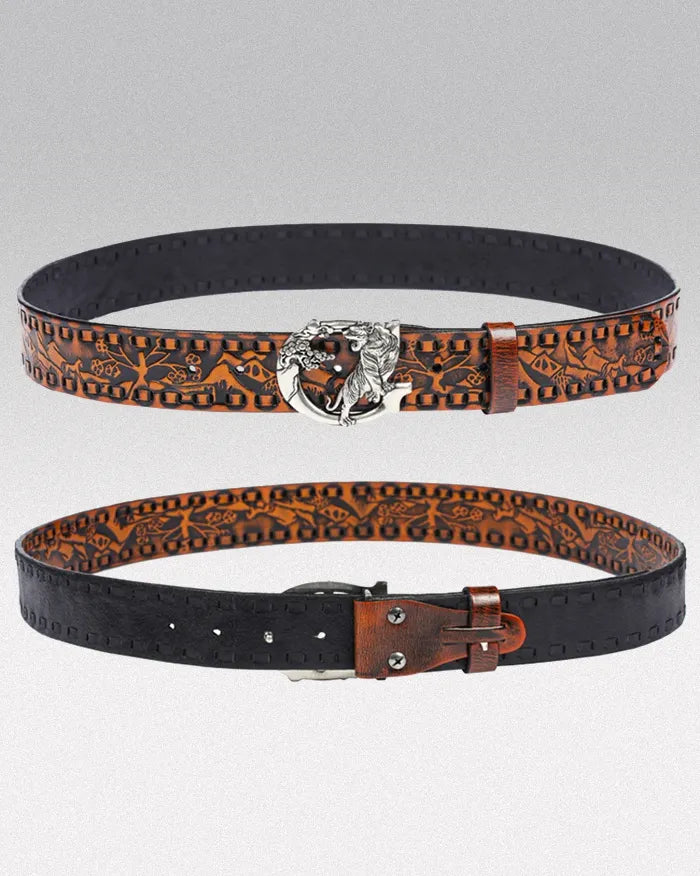 Embossed leather belt ’Tyga’