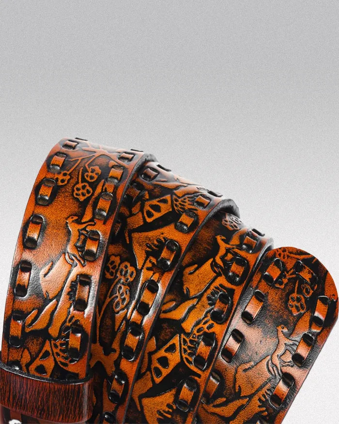 Embossed leather belt ’Tyga’