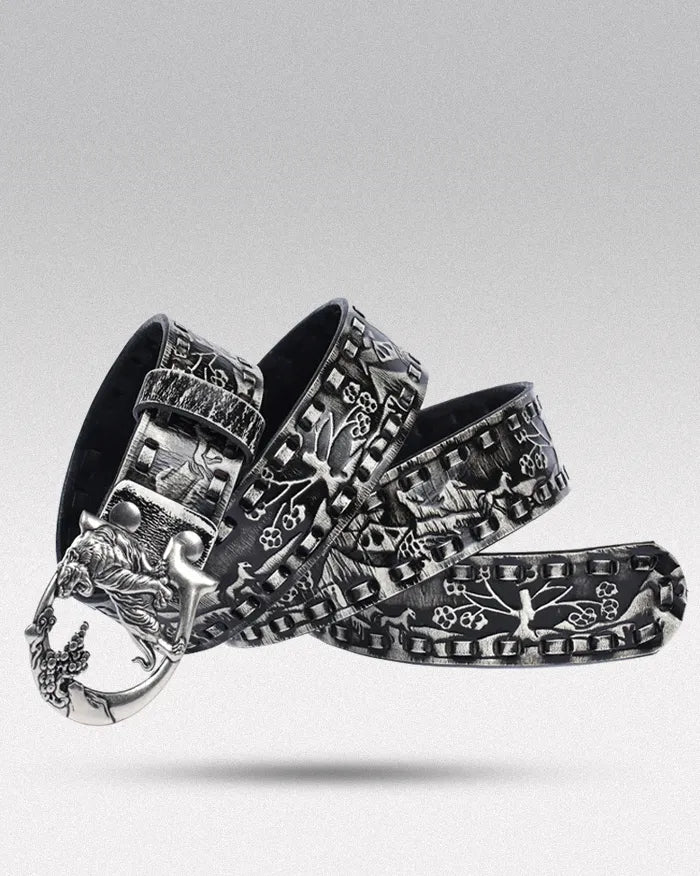 Embossed leather belt ’Tyga’