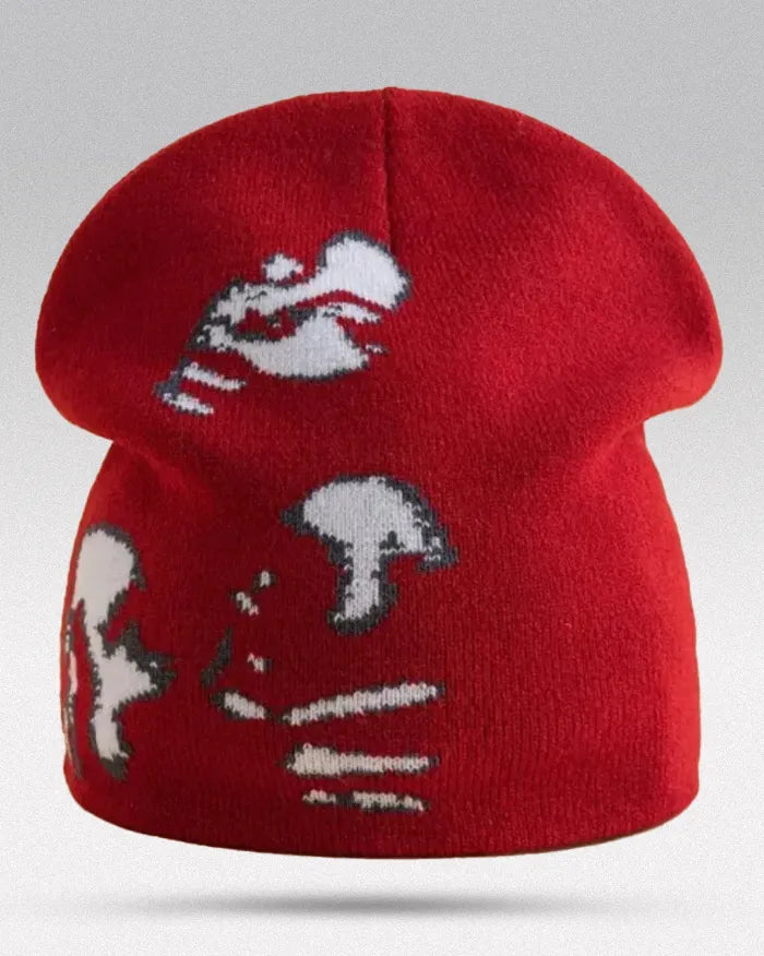 Graphic beanie ’Muse’ - Red