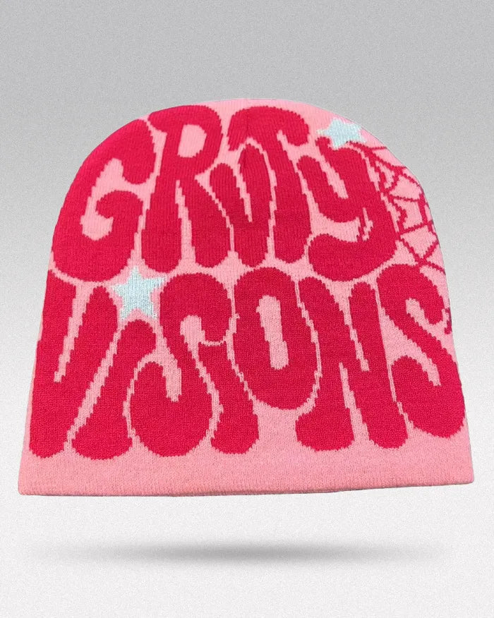 Graphic Beanie Y2K ’Kraken’ - Pink