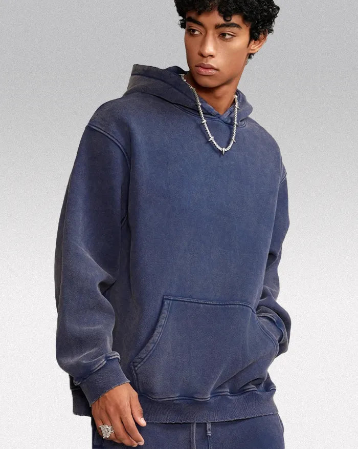 Heavyweight acid wash hoodie ’Plasma’ - Blue / S