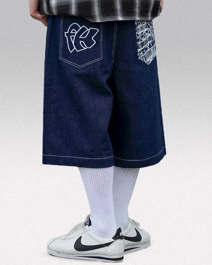 Jorts baggy y2k ’Havoc’ - M / Black gray