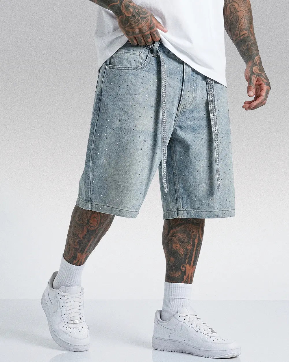 Jorts with Rhinestones Men ’Tycho’ - Blue / M(30)