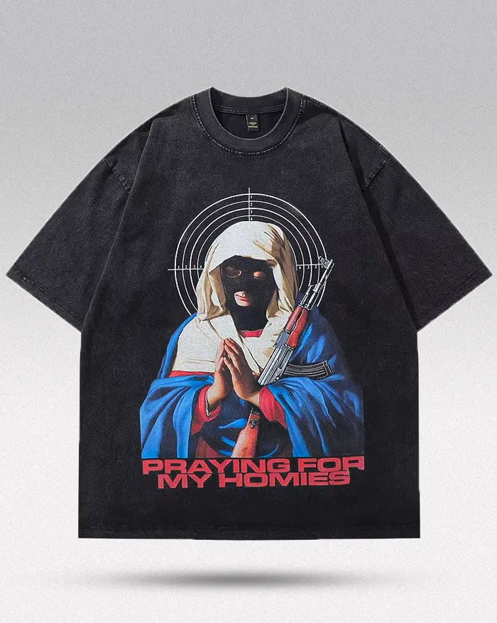 Men oversized t-shirt ’Praying’ - Oversize M