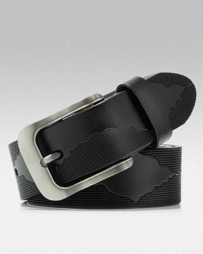 Men’s genuine leather belt ’Lunarwave’ - Black / 105cm / 41inches