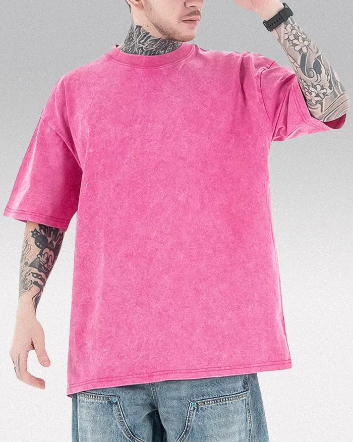 Men’s retro casual short sleeve t-shirt ’Coda’ - Rose Red / S