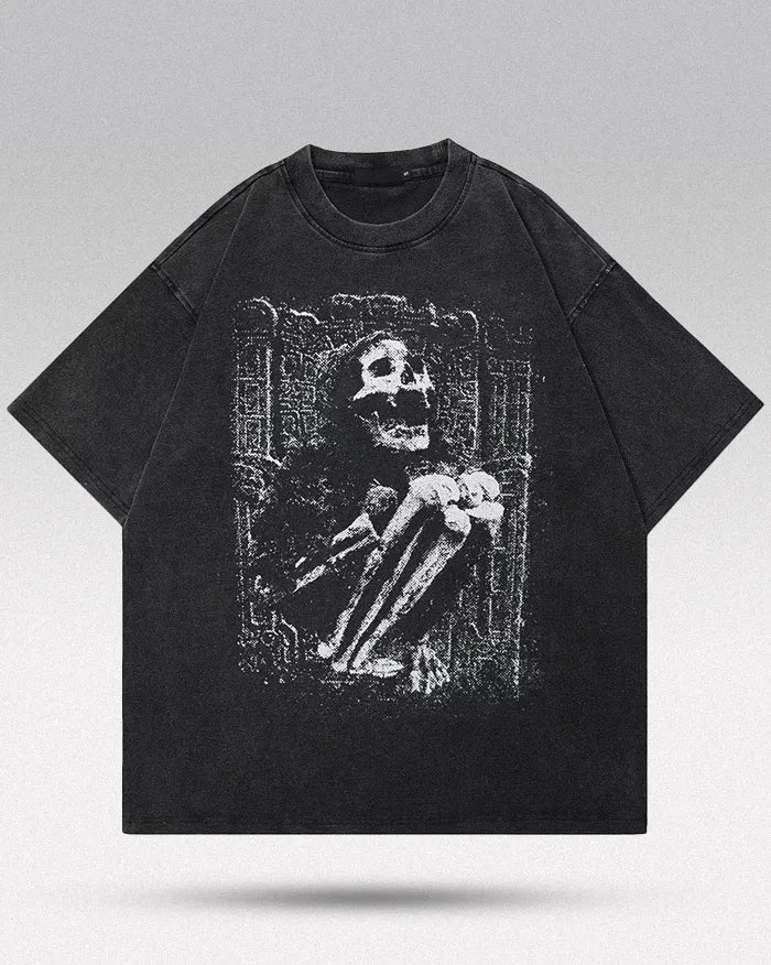 Oversized black tee ’Skull’ - S