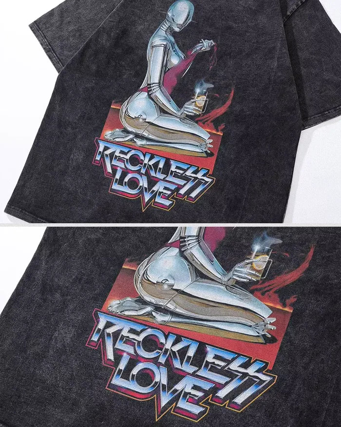 Oversized Cyber y2k t-shirt ’Reckless’