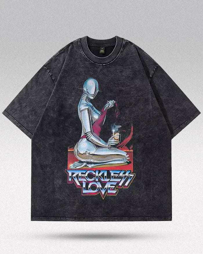 Oversized Cyber y2k t-shirt ’Reckless’ - Oversize M