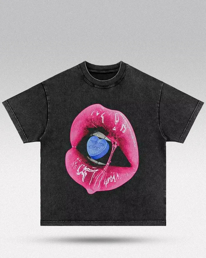Oversized streetwear t-shirt ’Kiss me’ - S