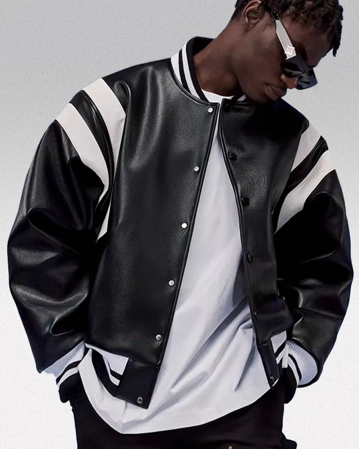 Pu Leather Bomber Jacket ’Horizon’ Black / S
