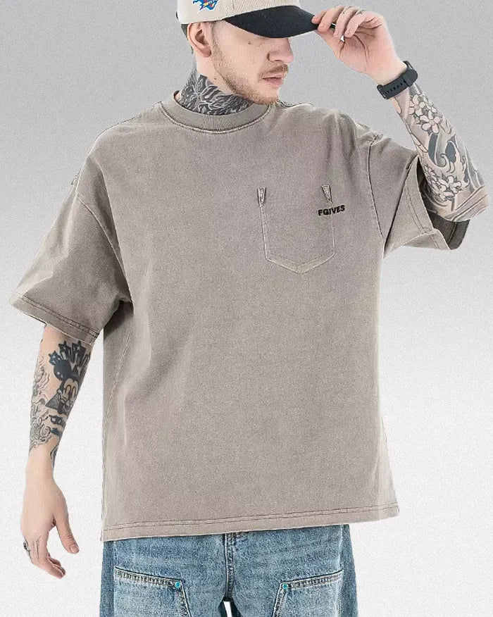 Retro t-shirt ’FGives’ - Light gray / M