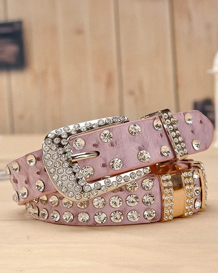 Rhinestone belt ’Haze’ - Pink / 95cm / 37inches