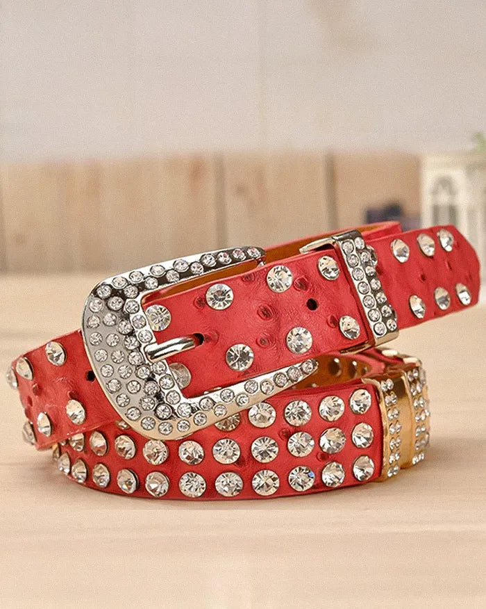 Rhinestone belt ’Haze’ - red / 95cm / 37inches
