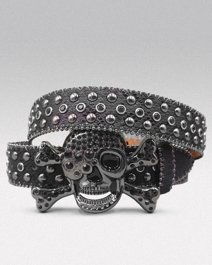 Rhinestone studded belt ’Nebulite’ - Black / 105cm / 41inches