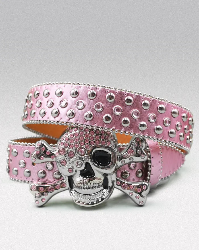 Rhinestone studded belt ’Nebulite’ - Pink / 105cm / 41inches