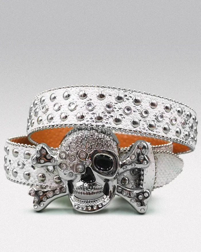 Rhinestone studded belt ’Nebulite’ - Silver / 105cm / 41inches