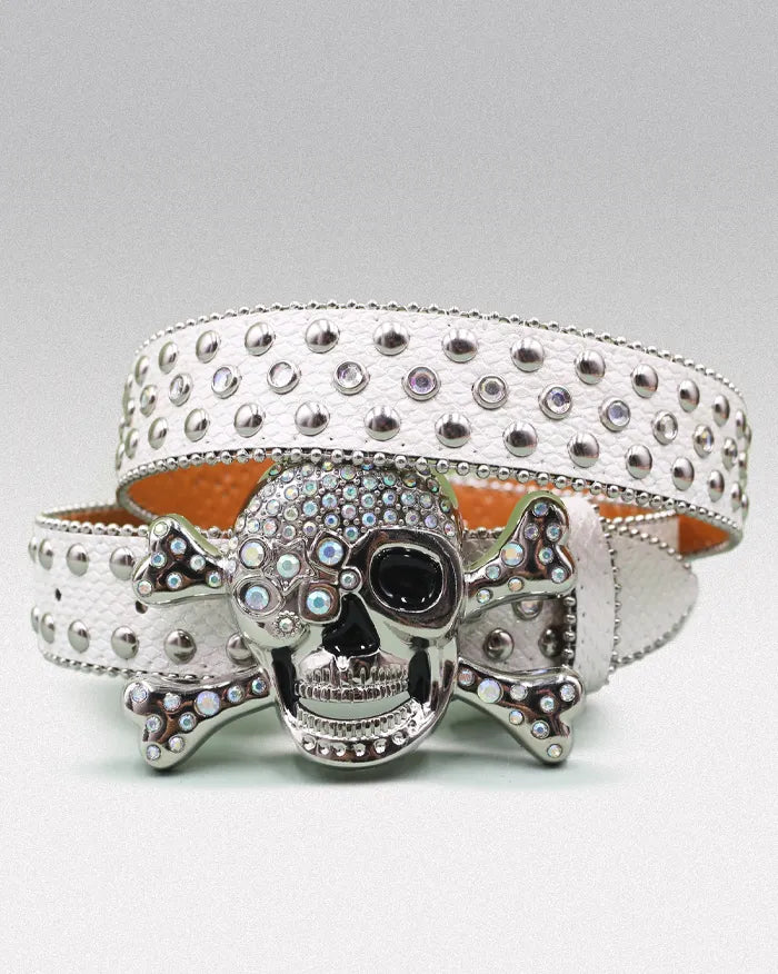 Rhinestone studded belt ’Nebulite’ - White / 105cm / 41inches