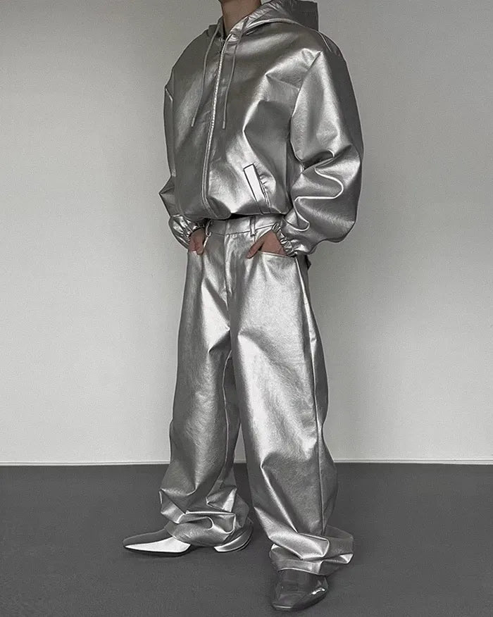 Silver faux leather jacket ’Ozone’