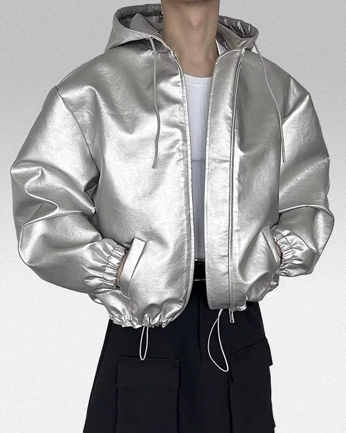 Silver faux leather jacket ’Ozone’