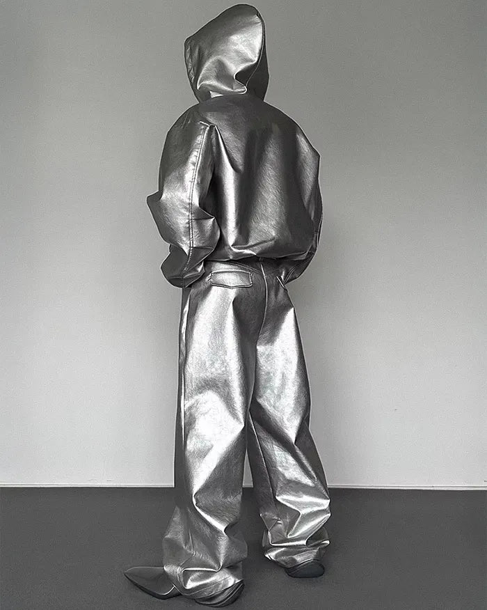 Silver faux leather jacket ’Ozone’