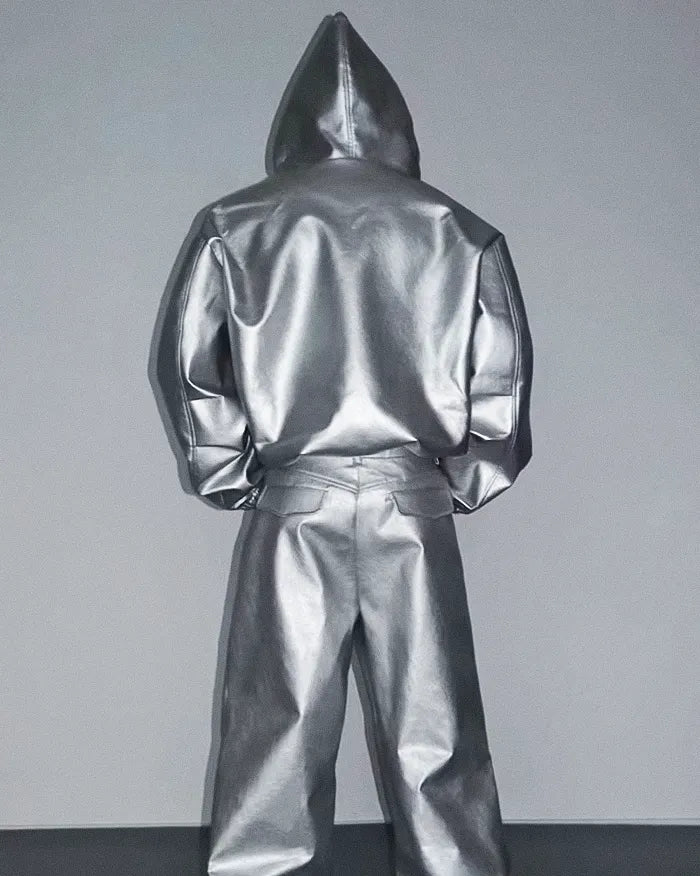 Silver faux leather jacket ’Ozone’