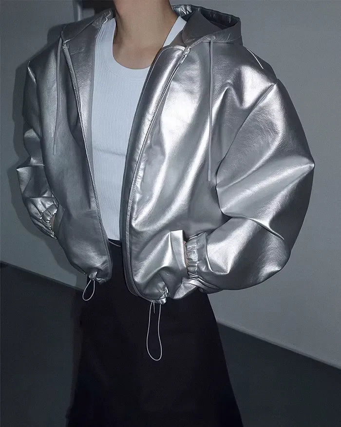 Silver faux leather jacket ’Ozone’