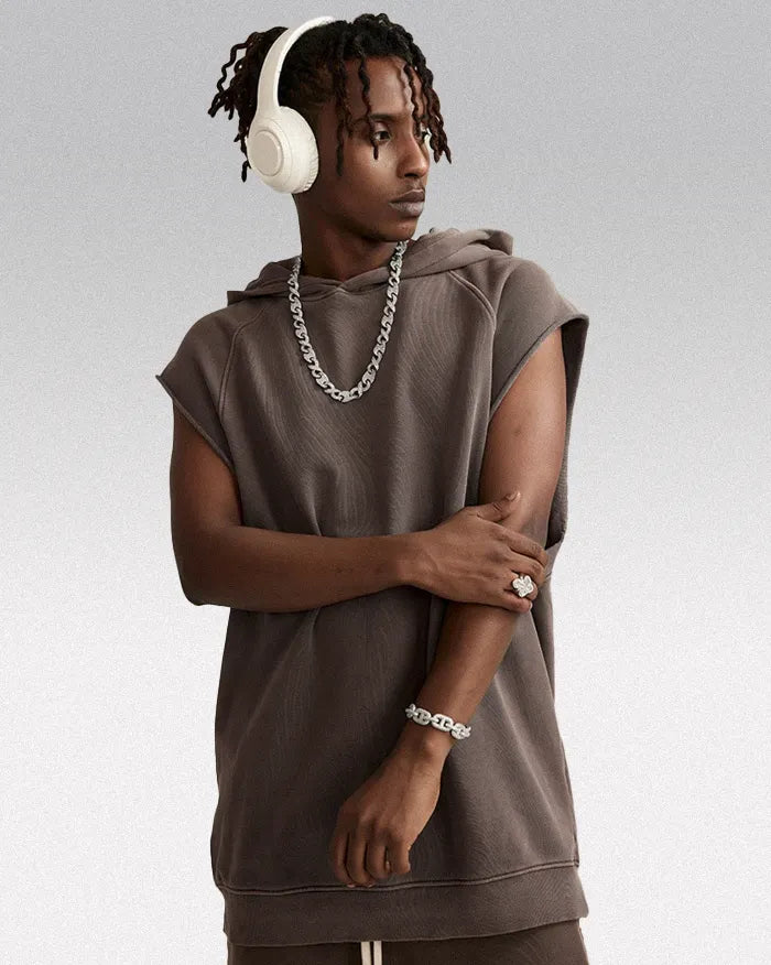 Sleeveless hoodie ’Lazuli’ - Coffee / M