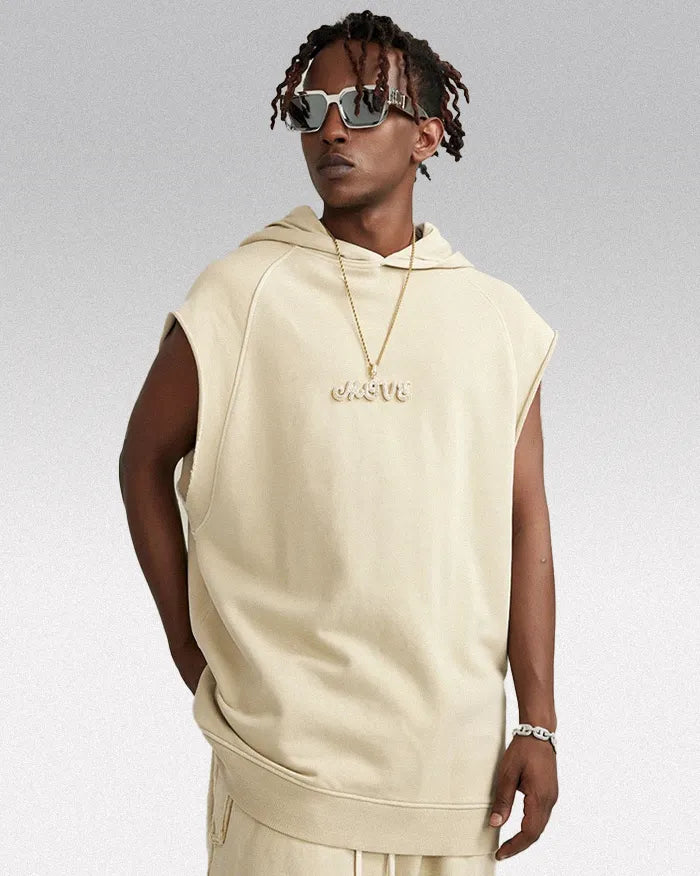 Sleeveless hoodie ’Lazuli’ - Grey Apricot / M