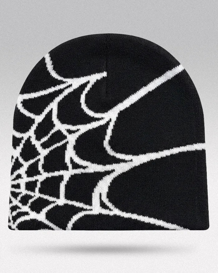 Spider Web Beanie ’Pyro’ - Black / White