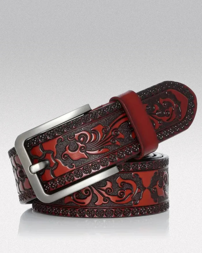 Split Leather belt ’Darkmatter’ - Red brown / 120cm / 47inches