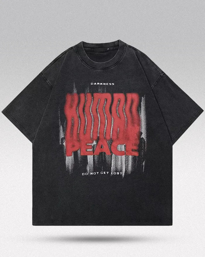 Streetwear black t-shirt ’Peace’ - S