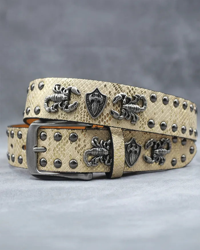 Studded belt ’Scorpio’ - Gold / 105cm / 41inches