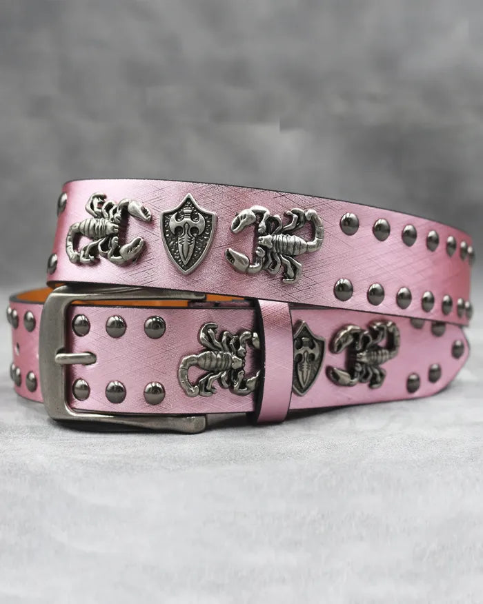 Studded belt ’Scorpio’ - Pink / 105cm / 41inches