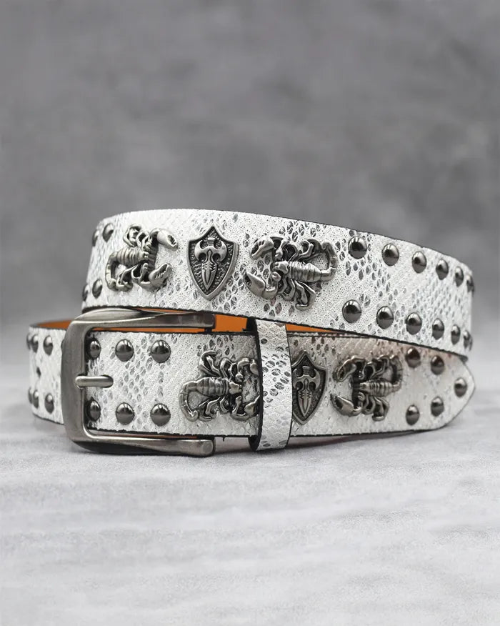 Studded belt ’Scorpio’ - Silver / 105cm / 41inches
