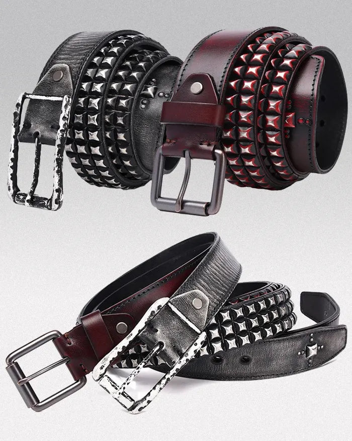 Studded leather belt ’Circuit’