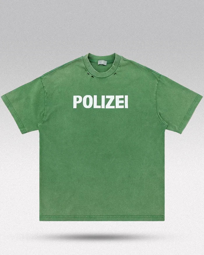 Vintage Tee ’Polizei’ Green / XL
