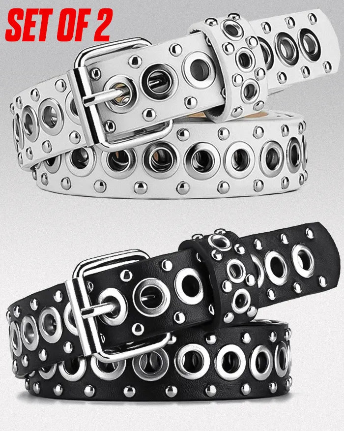 Women Y2k belt ’Eonflux’ black and white