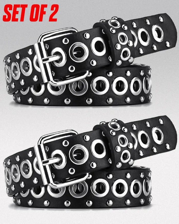 Women Y2k belt ’Eonflux’ Set of 2 black