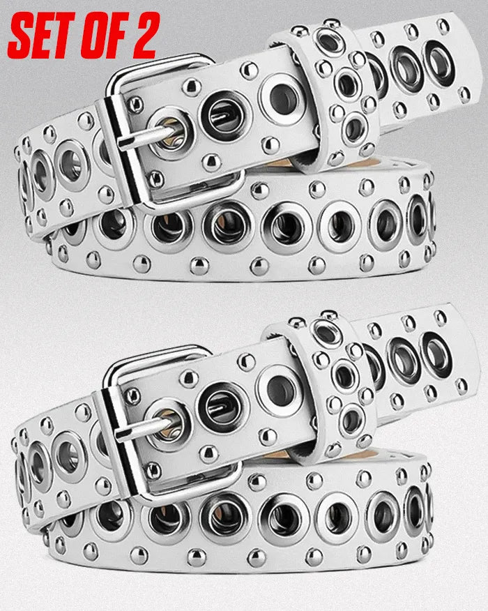 Women Y2k belt ’Eonflux’ Set of 2 white