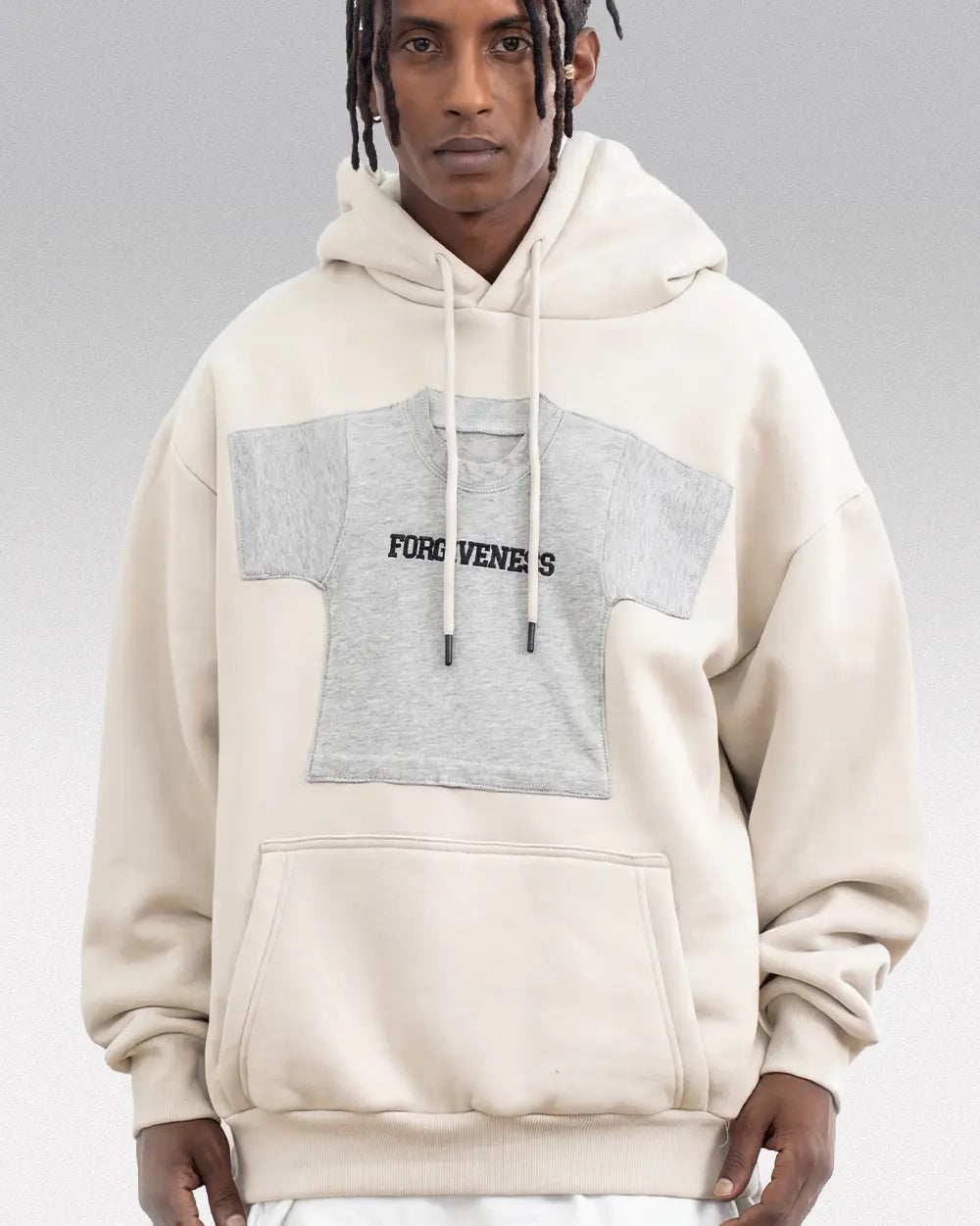 Y2k hoodie men’s ’Mona’ - M / Beige