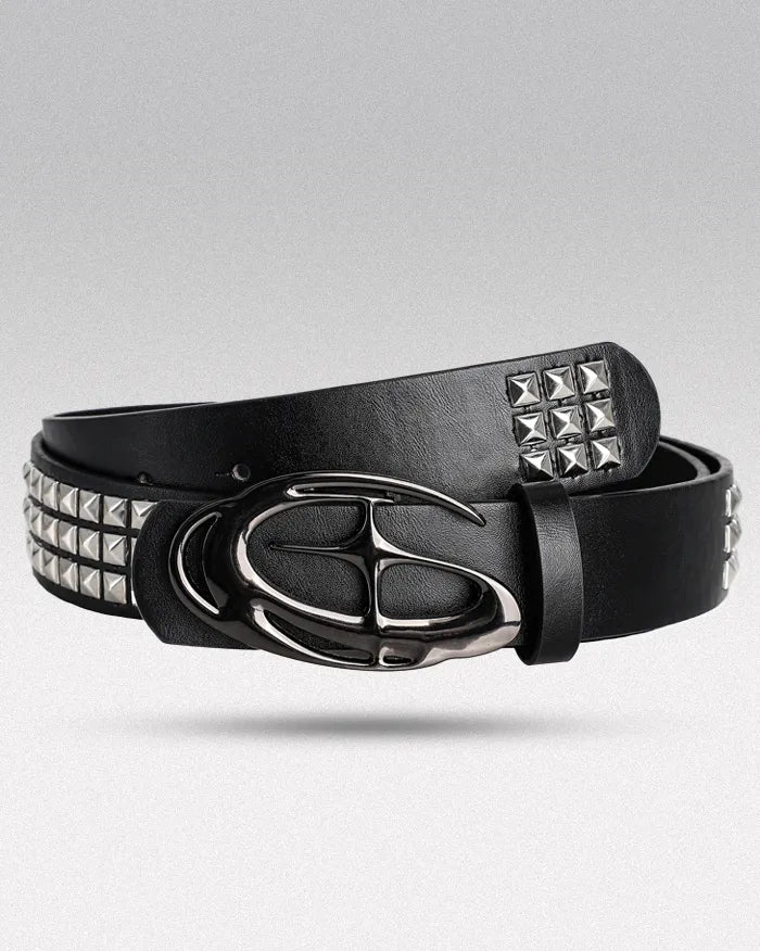 Y2K Studded Belt ’Cobalt’ - Black / 130cm