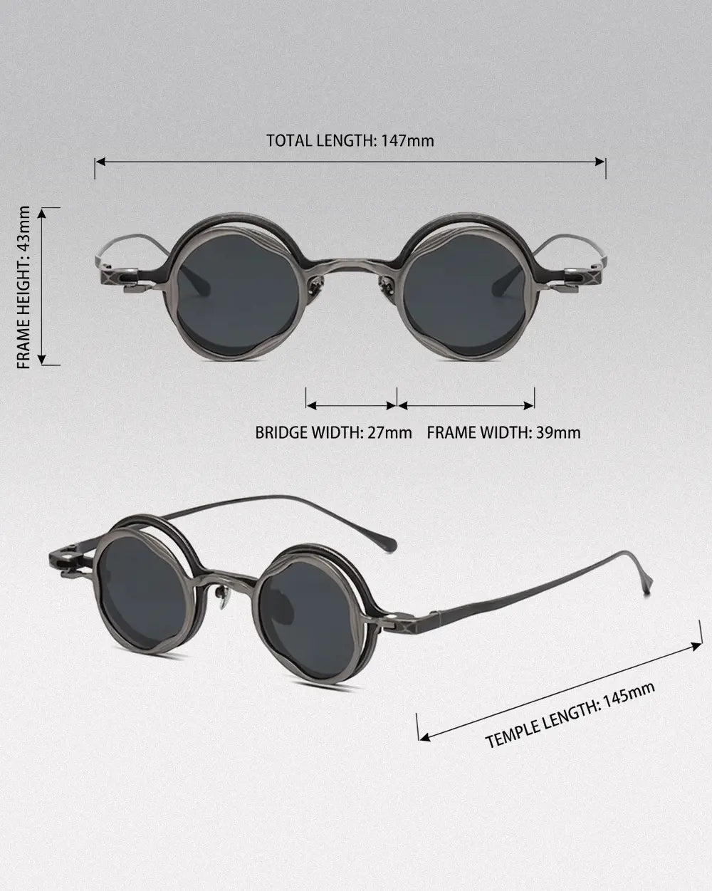 2 in 1 Titanium Sunglasses ’Quadra’