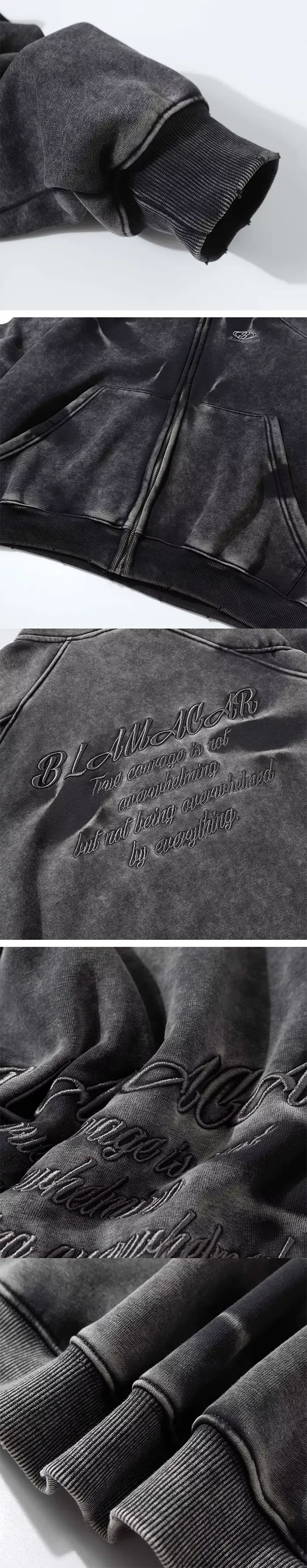 more details of the Acid wash zip up hoodie "Onyx"