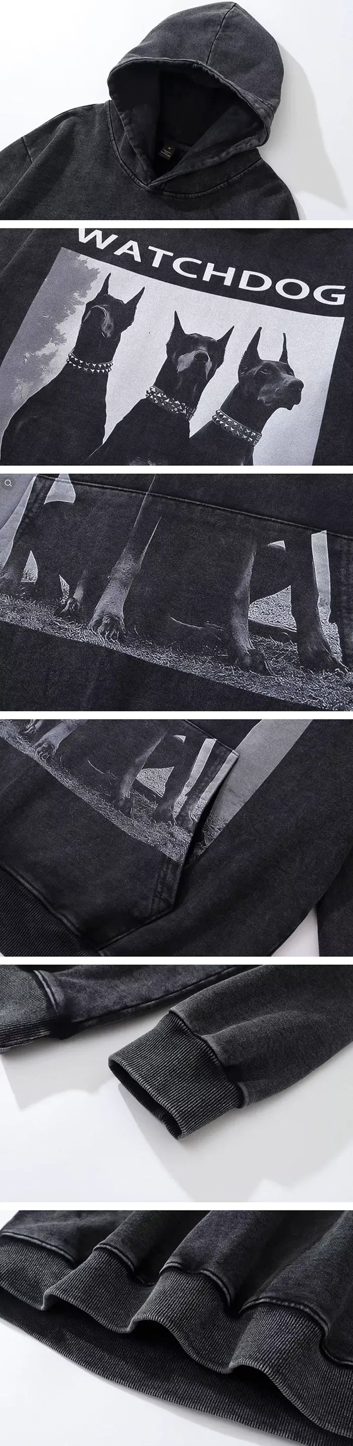 details of the Oversized graphic hoodie "Watchdog"
