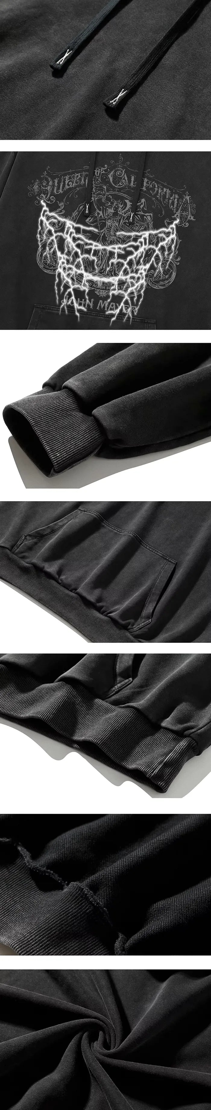 details of the Oversized hoodie men "Xenith"