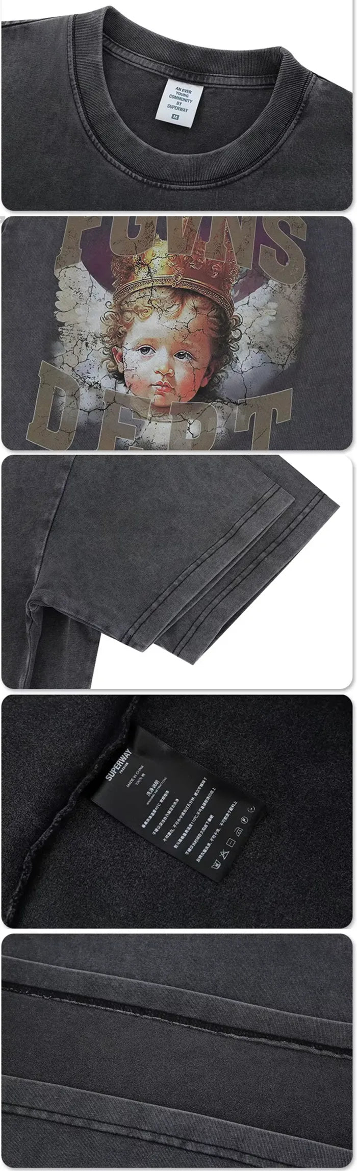 details of the Vintage oversized t-shirt "Skye"