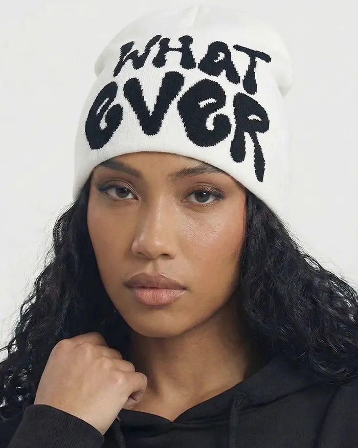 beautiful woman wearing the Whatever Beanie