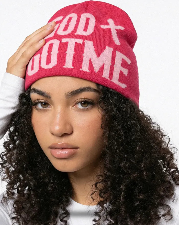 woman wearing the Y2K Beanie Hat "GGM"
